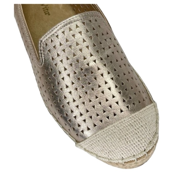 Bella Vita Womens Loafers 8.5M Channing Champagne Perforated Leather Jute - Picture 8 of 12